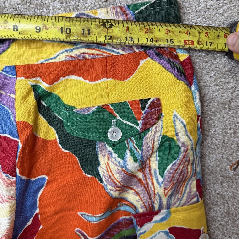 Ralph Lauren Collection Cargo Pants Womens 8 Linen Floral Hawaiian Purple Label - Picture 6 of 11